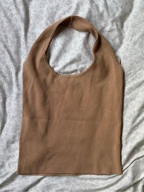 Cresent x Nordstrom Halter Style Tank Top Light Brown Size Medium Plain Basic